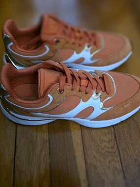 Michael Kors Women's Orange Suede & Mesh Sneaker